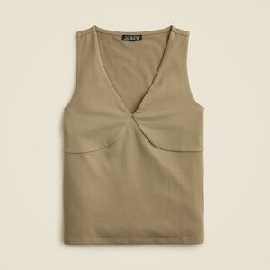 J. Crew Stretch Cotton Sleeveless V Neck Tank Top Taupe NWT Women’s Size Small